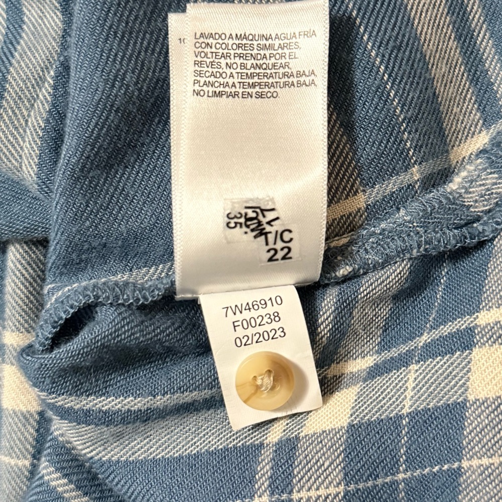Lucky Brand Cloud Plaid Boyfriend Flannel Shirt Size XL Lightweight Soft Top - Picture 4 of 6